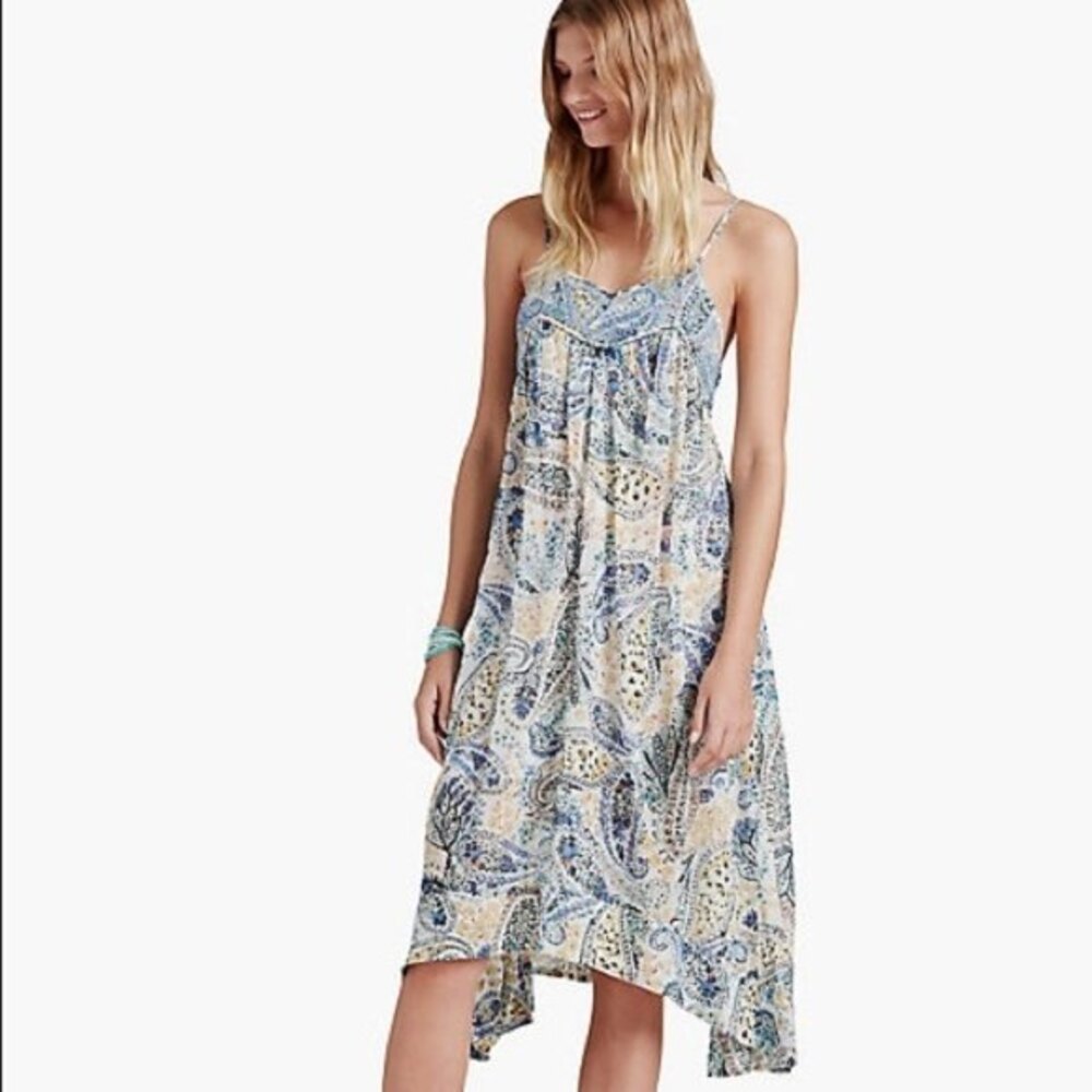 NWT Lucky Brand Paisley Garden Slip Dress Boho Embroidered Size XS & M